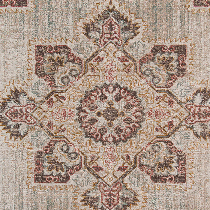 10' x 14' Medallion Power Loom Area Rug - Beige And Rust