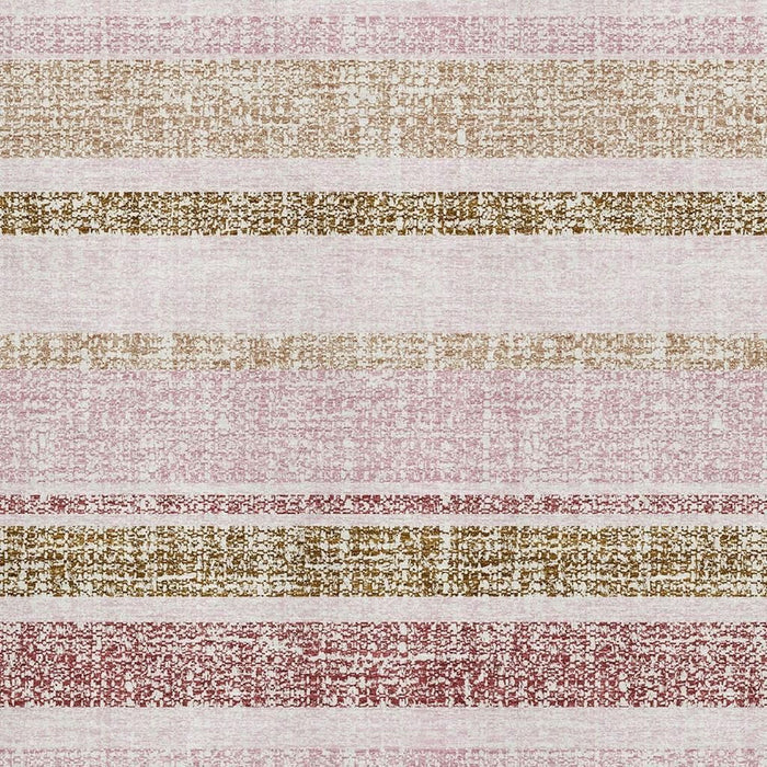 10' X 14' Striped Washable Area Rug With UV Protection (718623) - Pink / Beige