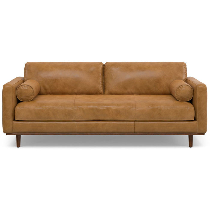 89" Sienna Leather Sofa With Brown Legs - Brown