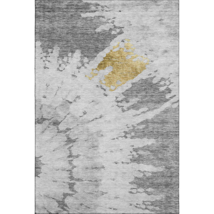 10' X 14' Abstract Washable Area Rug With UV Protection (651298) - Gray / Gold / Ivory