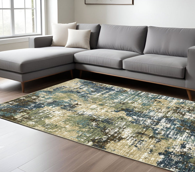7' X 10' Abstract Area Rug - Blue And Green