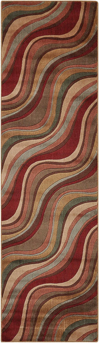 6' Striped Non Skid Runner Rug (552933) - Ivory / Tan / Red