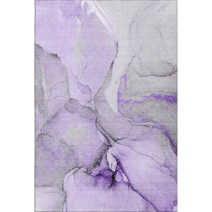 8' X 10' Abstract Washable Area Rug With UV Protection (646838) - Purple / Gray / Ivory