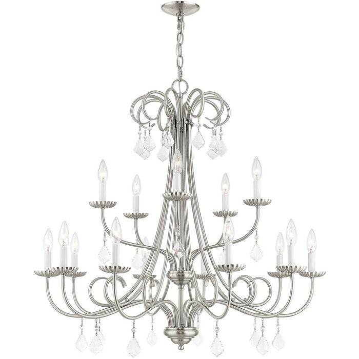 34" Multi Light Dimmable Chandelier With Shades - Nickel