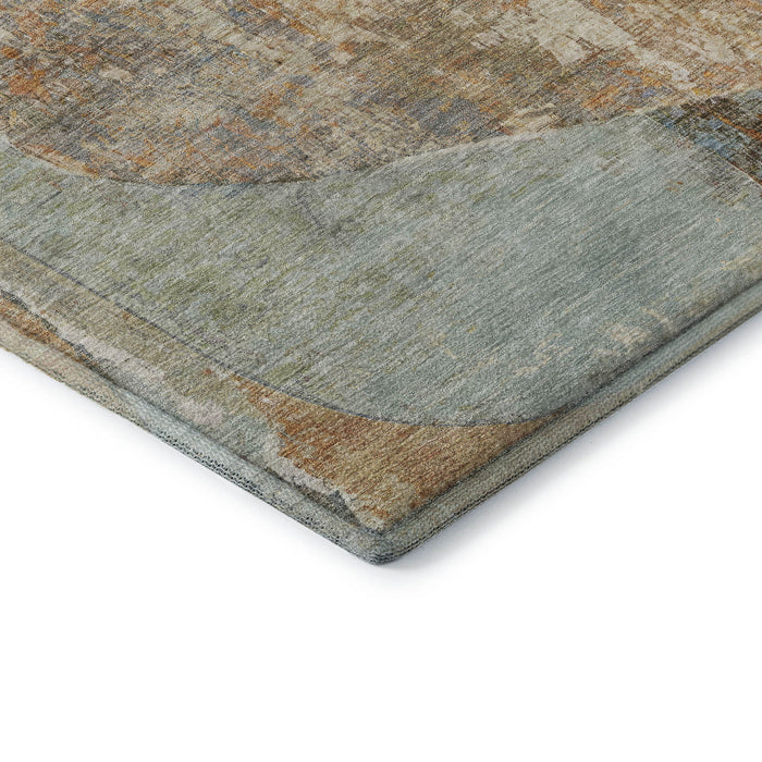 10' X 14' Abstract Washable Area Rug With UV Protection (695558) - Teal / Copper / Gray