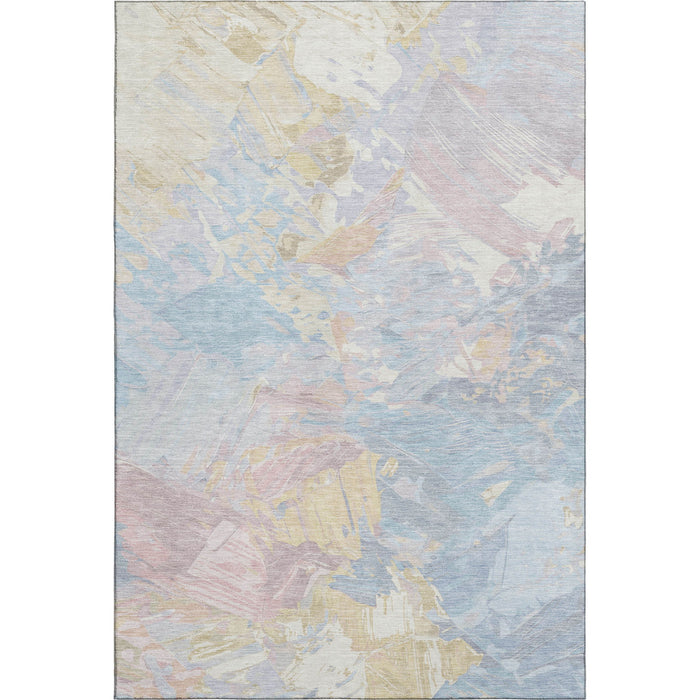 10' X 14' Abstract Washable Area Rug With UV Protection (697986) - Sky Blue / Beige / Mauve