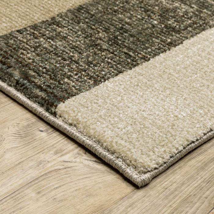 9' x 12' Geometric Power Loom Area Rug - Brown And Ivory
