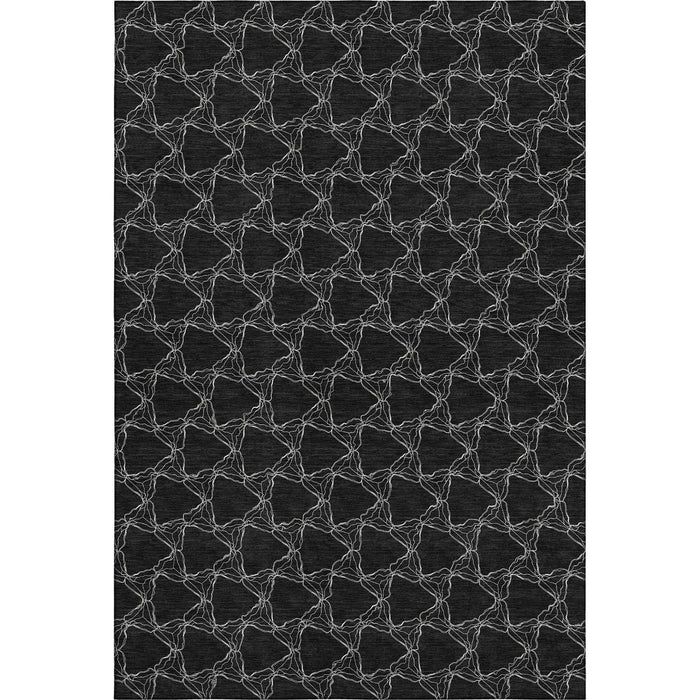 10' X 14' Geometric Washable Area Rug With UV Protection (676044) - Black / Ivory