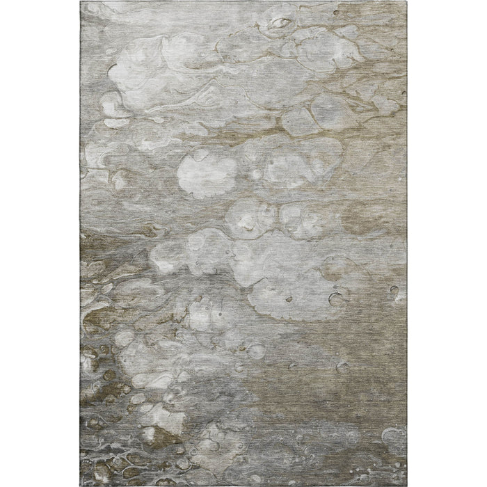10' X 14' Abstract Washable Area Rug With UV Protection (692697) - Taupe / Ivory / Gray