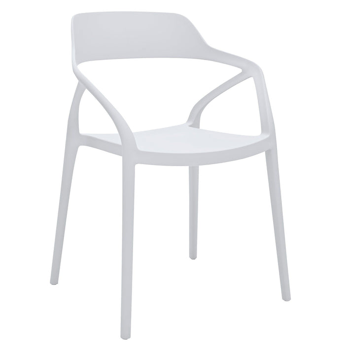 Open Back Dining Arm Chairs Heavy Duty Plastic (Set of 4) - White