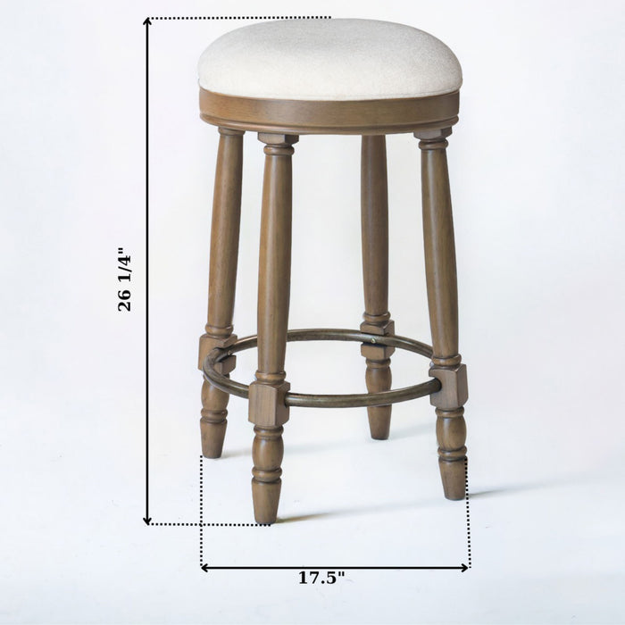 Set of two Giga 360° swivel wooden barstools with upholstered seats, counter height, perfect for kitchen or bar area.
