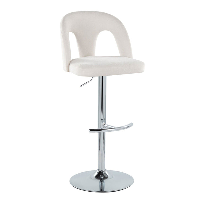 Ava - Upholstered Adjustable Barstool (Set of 2) - Chrome Metal