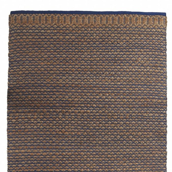 9' x 12' Detailed Lattice Area Rug - Tan And Blue