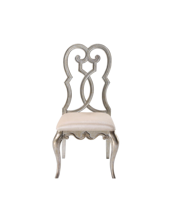 Upholstered Velvet Solid Wood Dining Side Chairs (Set of 2) - Ivory
