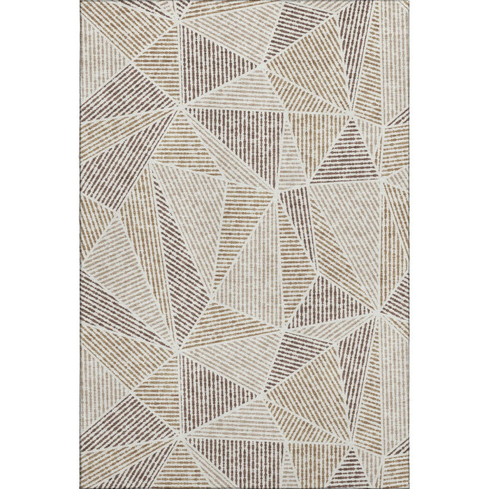 10' X 14' Geometric Washable Area Rug With UV Protection (651947) - Brown / Beige