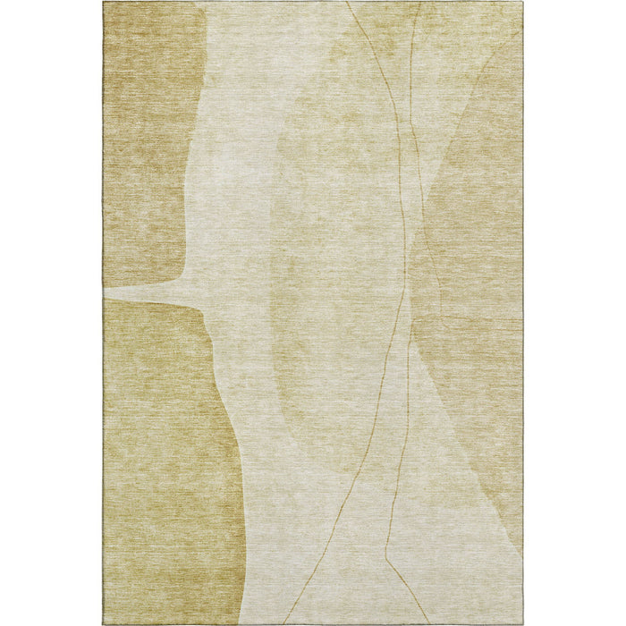 10' X 14' Abstract Washable Area Rug With UV Protection (656573) - Gold / Beige