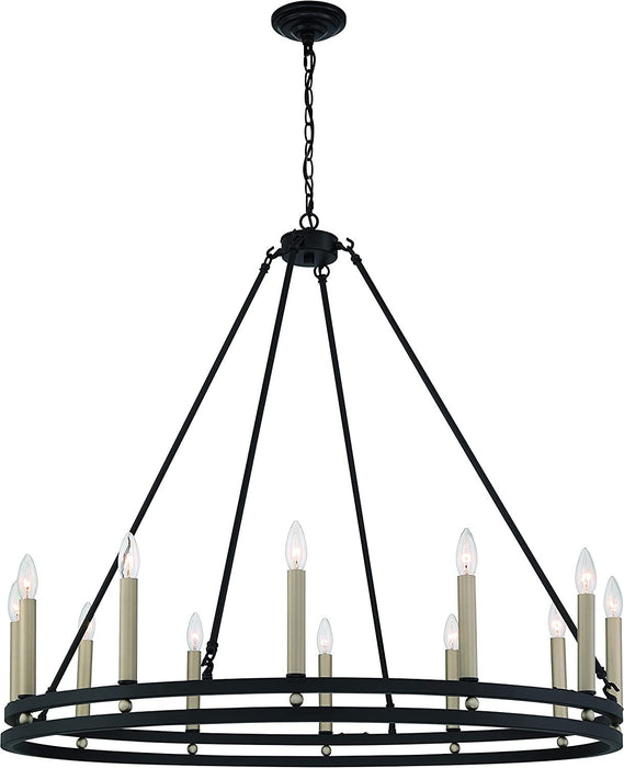 Candle Style Twelve Light Metal Dimmable Chandelier - Black / Gold