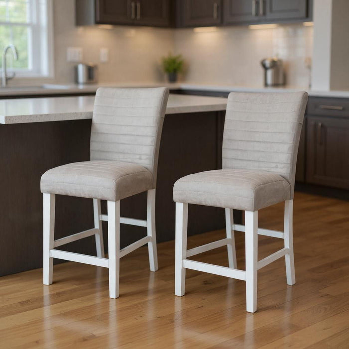 Velvet Solid Wood Counter Height Bar Chairs (Set of 2) - Gray / White