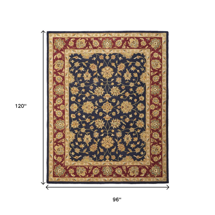 8' X 10' Traditional Oriental Hand Tufted Area Rug - Blue