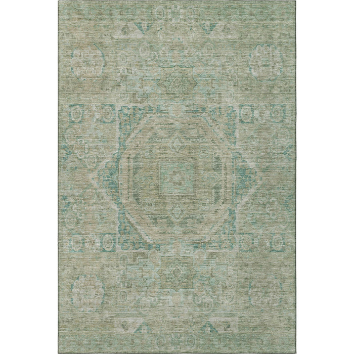 10' X 14' Oriental Washable Area Rug With UV Protection (699879) - Sage / Beige