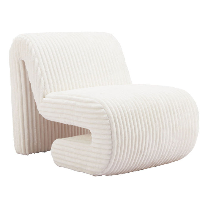 Corduroy Contemporary Shaped Lounge Chair - White