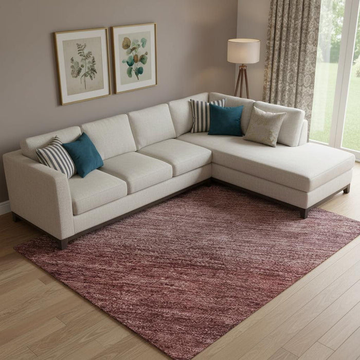 10' X 14' Striped Washable Area Rug With UV Protection (699556) - Rust / Coral