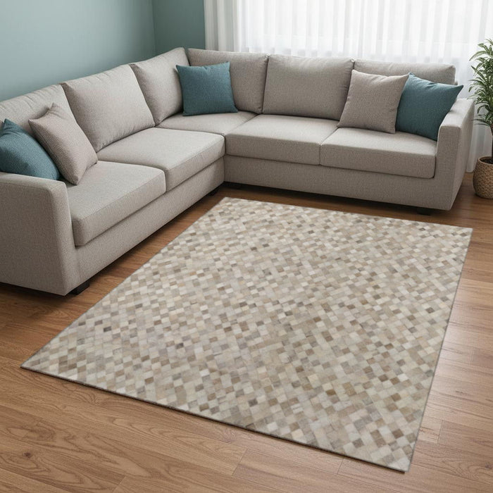 10' X 14' Geometric Washable Area Rug With UV Protection (644700) - Gray / Ivory / Beige