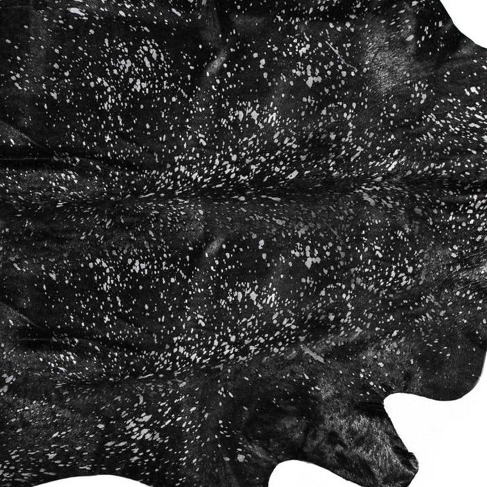 60" x 84" Cowhide - Area Rug - Black And Silver