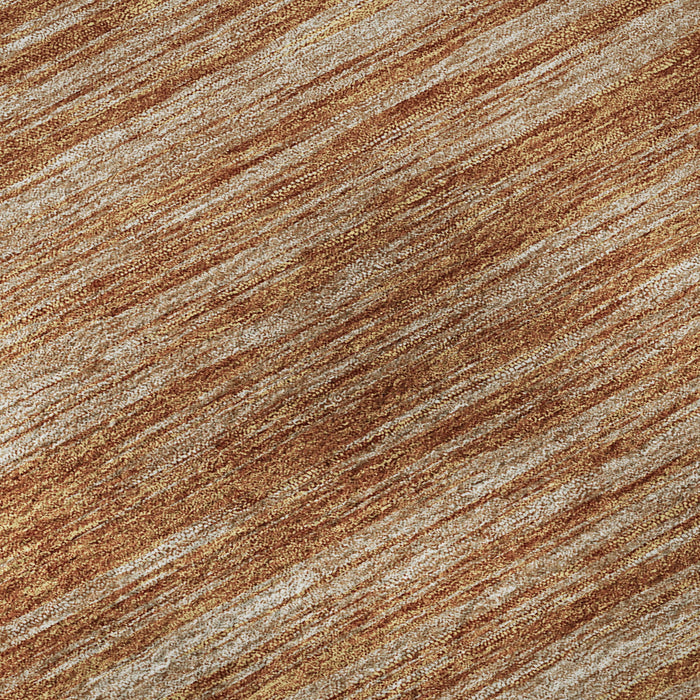 10' X 14' Striped Washable Area Rug With UV Protection (675588) - Copper / Rust
