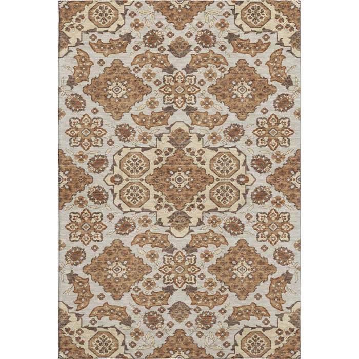 10' X 14' Floral Medallion Washable Area Rug With UV Protection (705839) - Copper / Beige