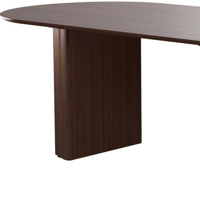 86'' Wood Double Pedestal Base Oval Dining Table - Walnut