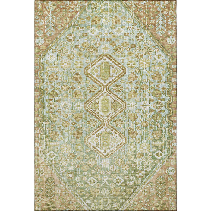 10' X 14' Geometric Washable Area Rug With UV Protection (705179) - Sage / Ivory / Tan
