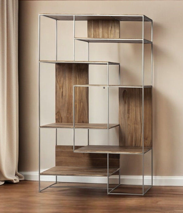 Six Tier Bookcase - Brown / Silver