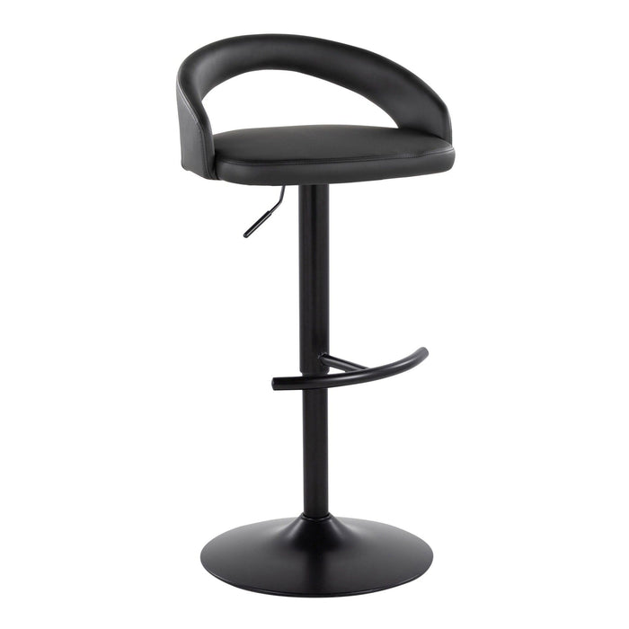 Grotto - Upholstered Adjustable Barstool - Black Metal Base