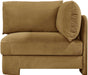 Velvet performance fabric upholstered corner chair by Meridian Furniture, stationary chair with plush cushioning and modern design.