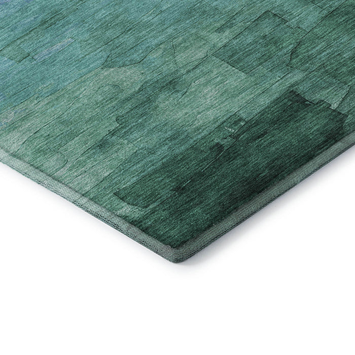 10' X 14' Striped Washable Area Rug With UV Protection (693888) - Teal / Aqua