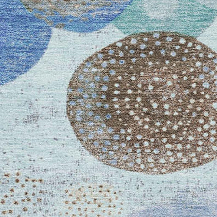 10' X 14' Geometric Washable Area Rug With UV Protection (707341) - Teal / Brown / Blue