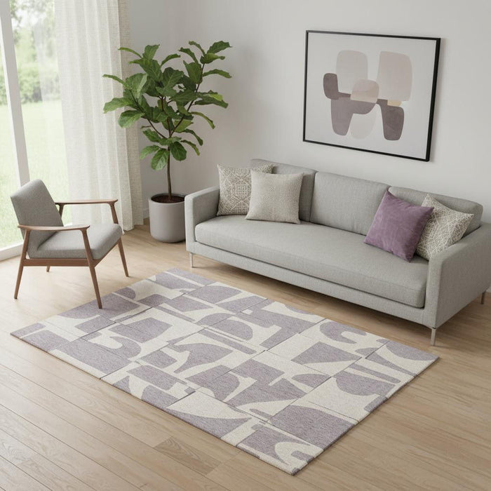 6' X 8' Geometric Washable Area Rug (551984) - Gray