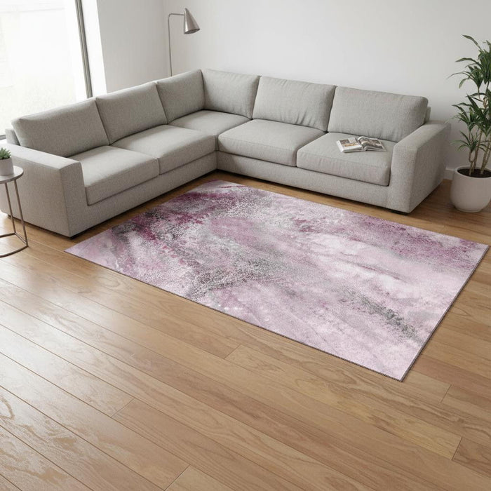 10' X 14' Abstract Washable Area Rug With UV Protection (646798) - Pink / Ivory
