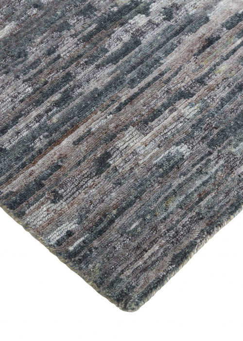12' x 15' Wool Abstract Hand Knotted Area Rug - Blue And Gray