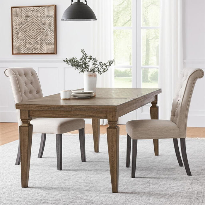 Tufted And Upholstered Linen And Solid Wood Dining Side Chairs (Set of 2) - Beige