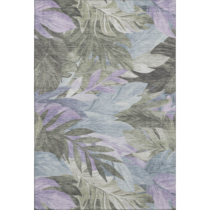 10' X 14' Floral Washable Area Rug With UV Protection (694056) - Taupe / Lavender / Olive Green