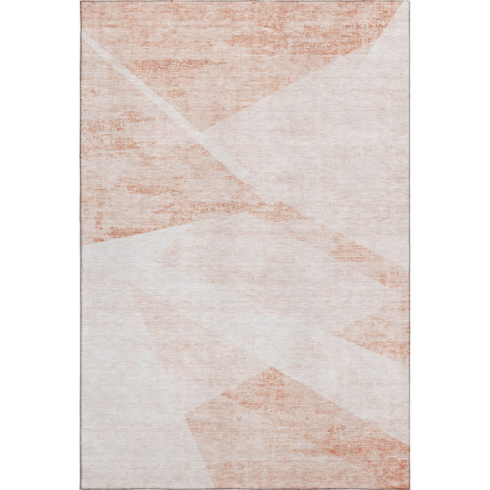 14' X 10' Geometric Washable Area Rug With UV Protection - Salmon And Ivory