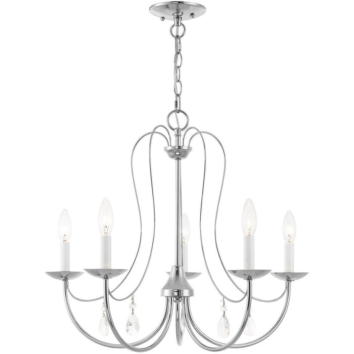 Five Light Dimmable Chandelier With Shades - Silver