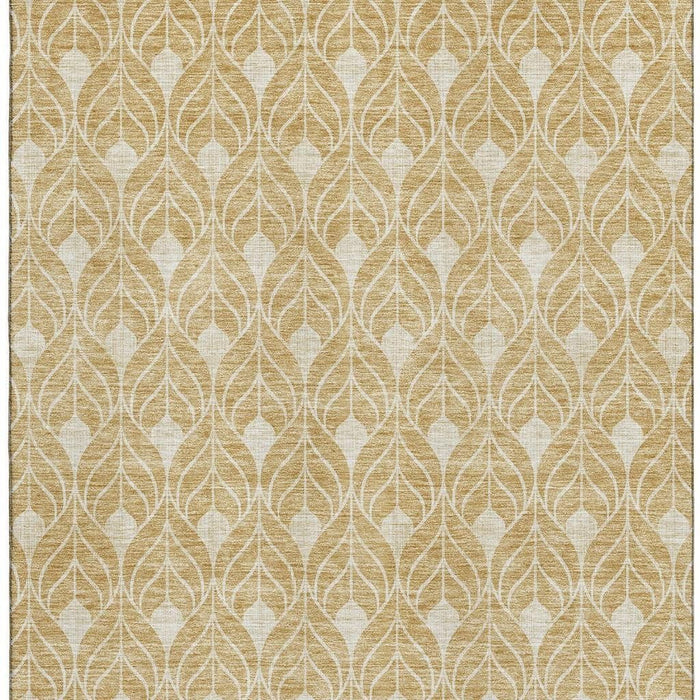 10' X 14' Geometric Washable Area Rug With UV Protection (674005) - Gold / Beige