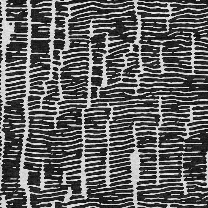 10' X 14' Vermicular Washable Area Rug With UV Protection - Black And Ivory