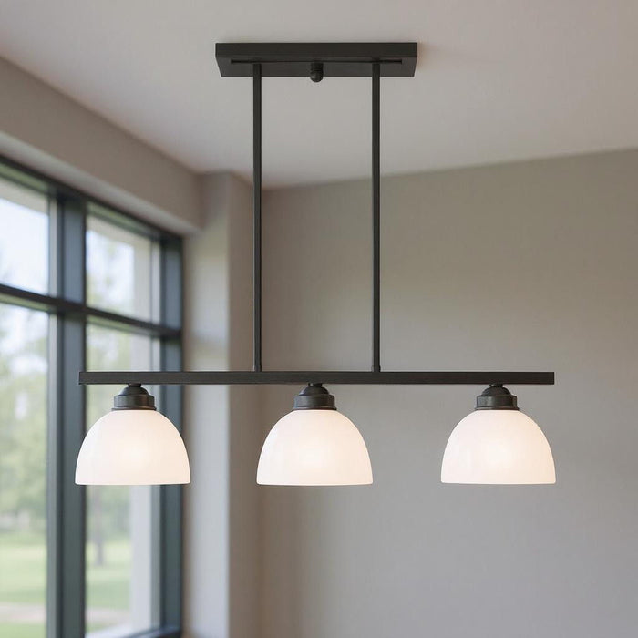 14'' Three-Light Dimmable Chandelier With Shades - Bronze