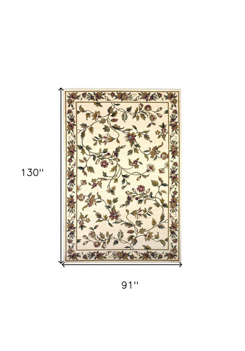 8' x 11' Machine Woven Floral Vines Indoor Area Rug - Ivory