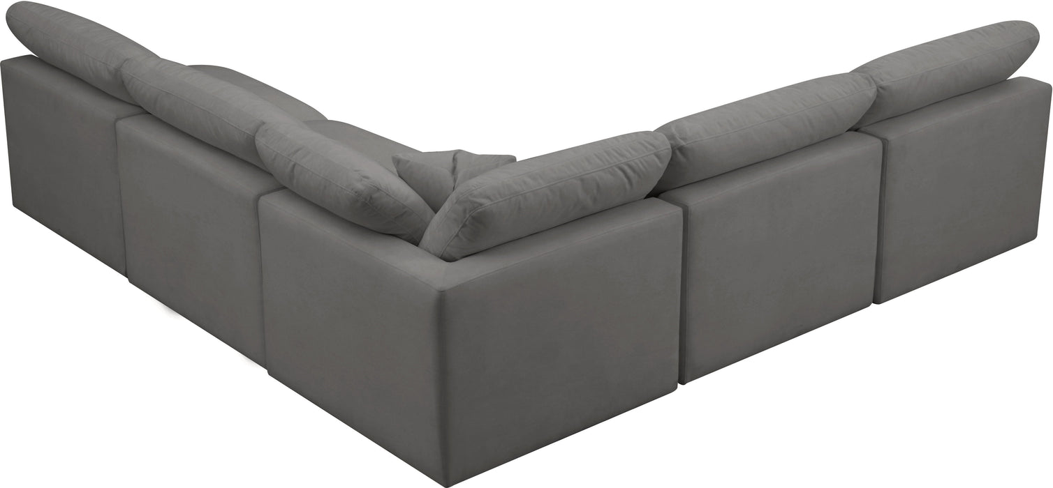 Plush - Velvet Standart Comfort 5 Piece Modular Sectional - Grey - Fabric