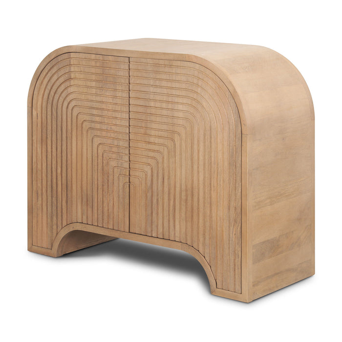 32" Solid Wood Texture Door Accent Cabinet With Two Doors - Natural